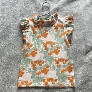 NWT Kate Quinn 100% organic cotton top in a persimmon and leaf design